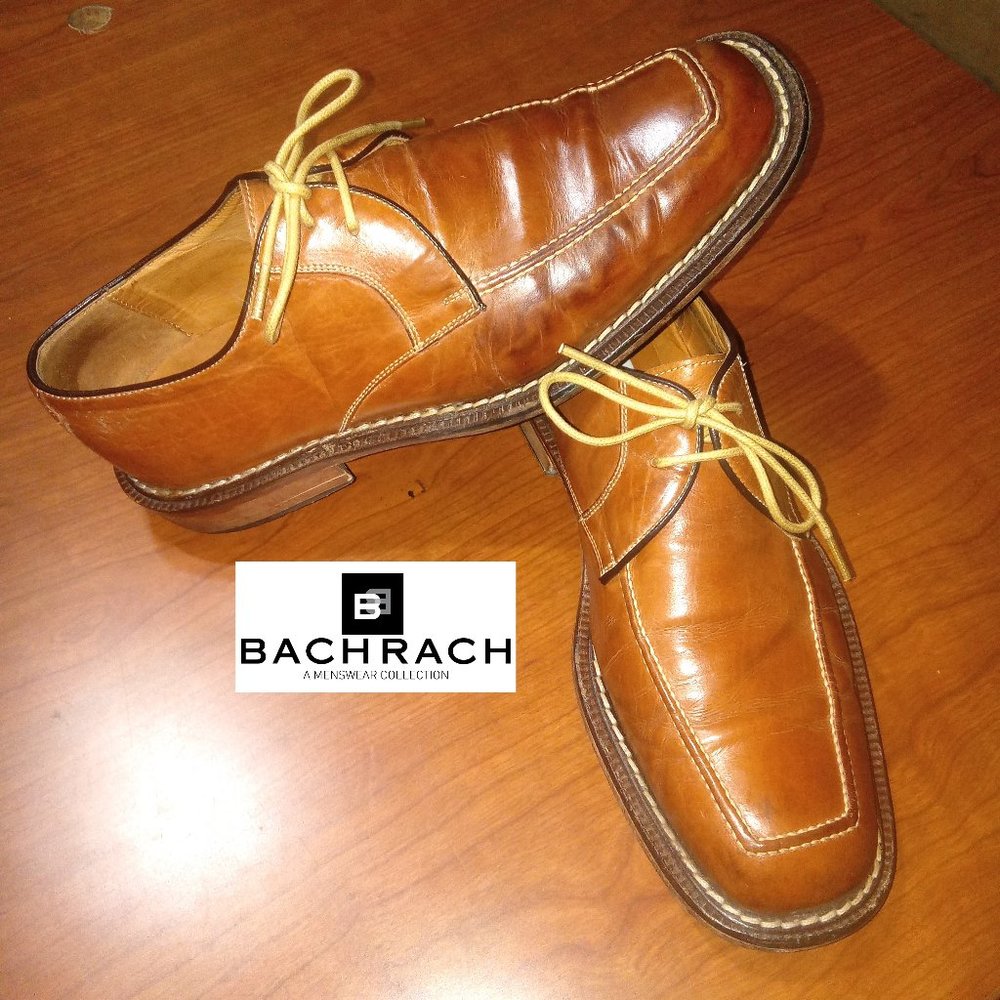 Bachrach Men's Tan Leather Lace Up Square Toe Calf Shoe Size 10